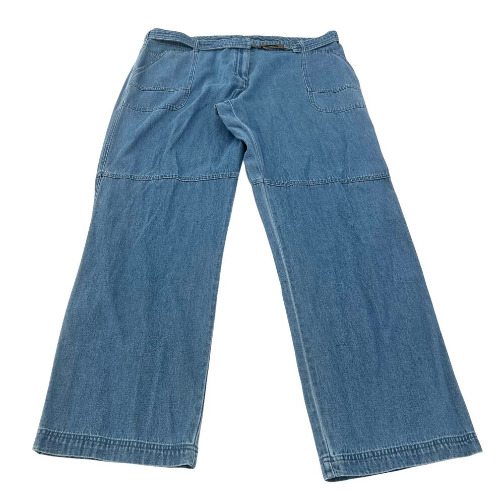 Shaver Lake Authentic Casual women’s Y2K wide leg belt medium wash jeans